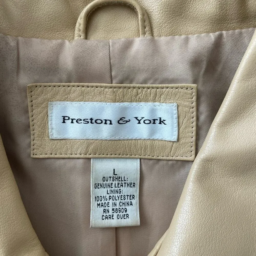 Preston & York - Vintage Cream Leather Jacket size L - Picture 4 of 5